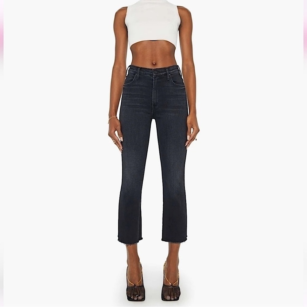 Mother Denim The Hustler Ankle Fray Jean sz 26 High Rise Black